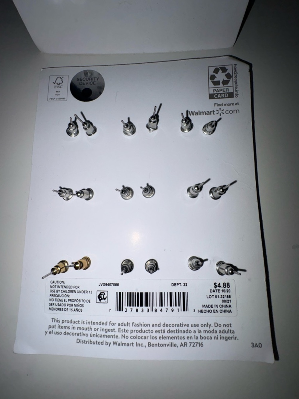 18- Pair Women’s Stud Earring Set - Pearl, Silver & Gold - Picture 3 of 4